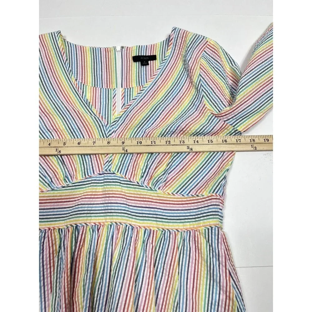 J. Crew Pastel Multicolor Striped V-Neck Peplum Top